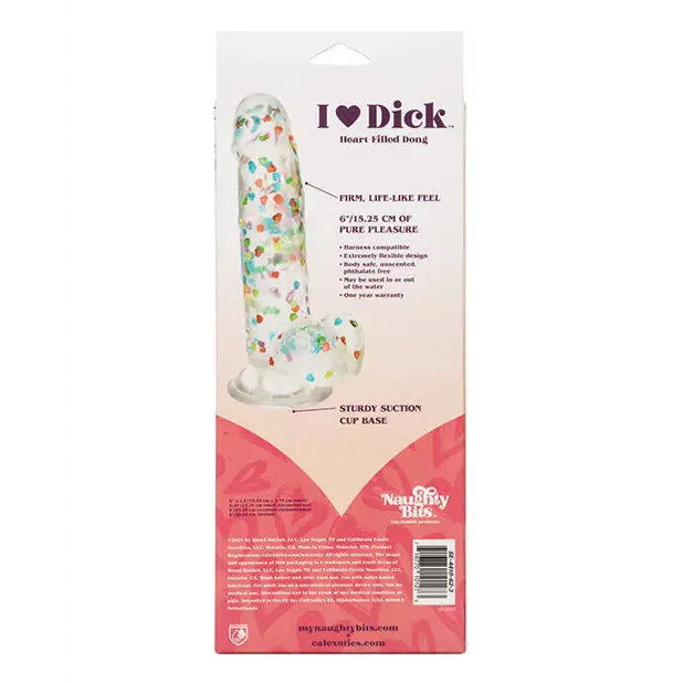 Naughty Bits I Love Dick Heart Filled Dong - Multicolor - Dongs & Dildos