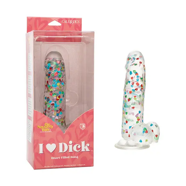 Naughty Bits I Love Dick Heart Filled Dong - Multicolor - Dongs & Dildos