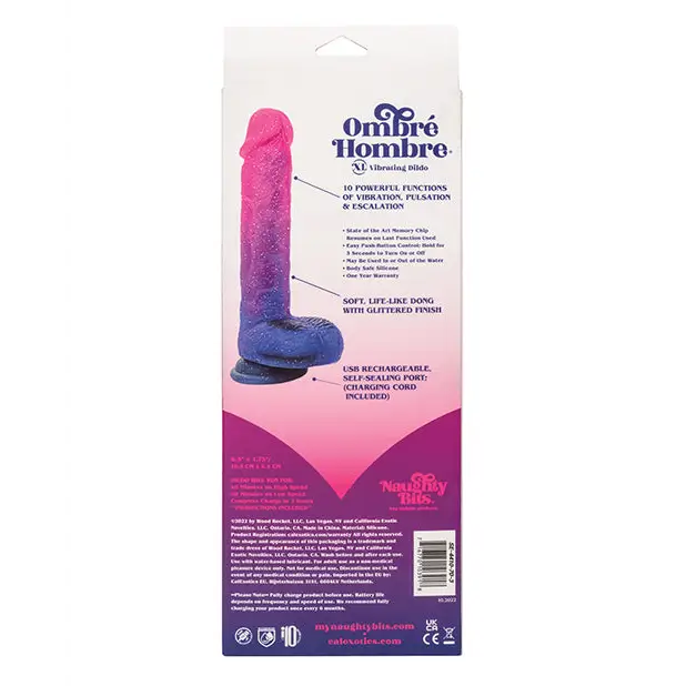 Naughty Bits Ombre Hombre XL Vibrating Dildo - Vibrators
