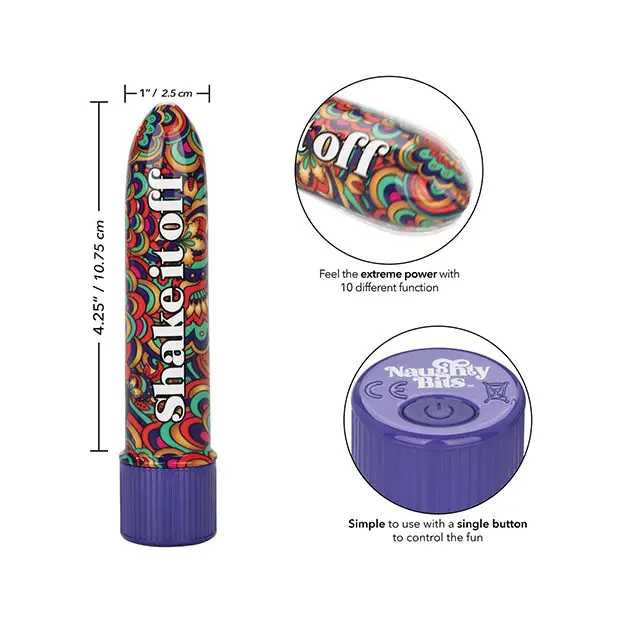 Naughty Bits Shake It Off Powerful Mini Vibrator - Multi Color - Stimulators