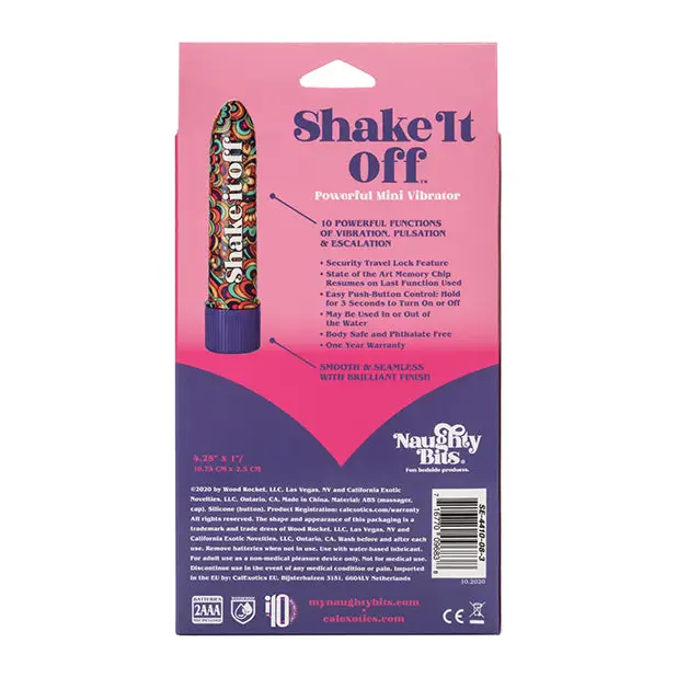Naughty Bits Shake It Off Powerful Mini Vibrator - Multi Color - Stimulators