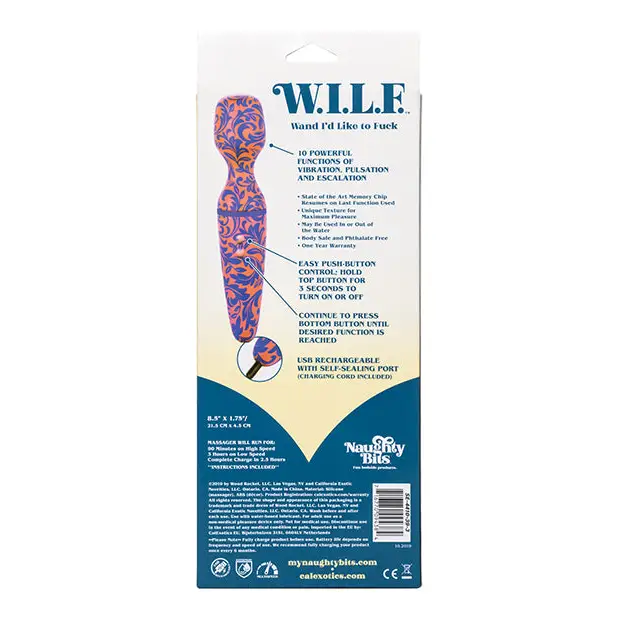 Naughty Bits W.I.L.F. Wand I’d Like to Fuck - Multi Color - Massage Products