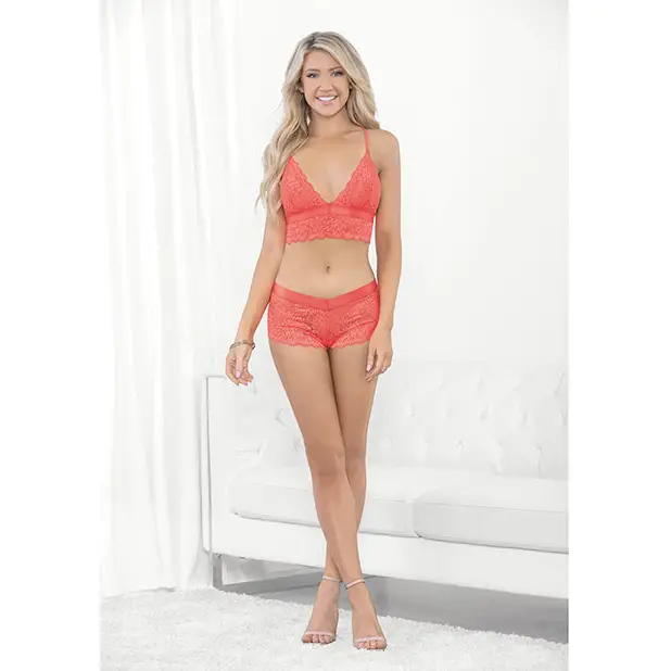 Neon Cami w/Wide Elastic Band & Booty Short Neon Coral MD - Lingerie - Hanging