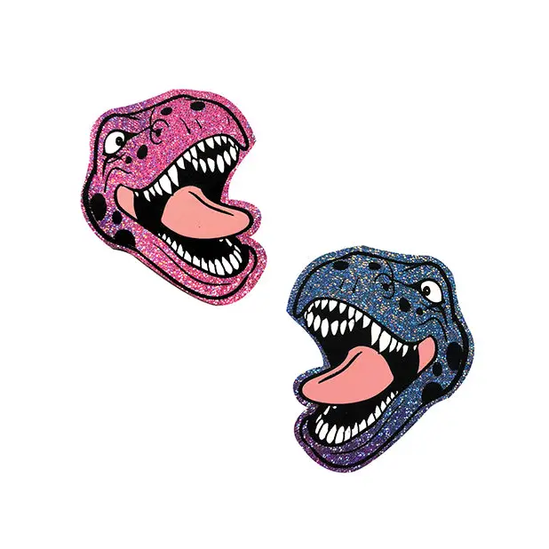 Neva Nude Black Light Dinosaur Pasties - Pink & Blue O/S - Lingerie - Packaged