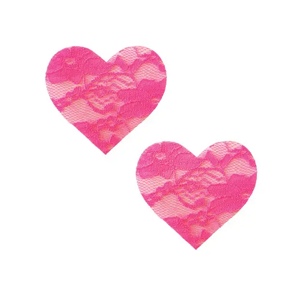Neva Nude Black Light Lace Heart Pasties - Pink O/S - Lingerie - Packaged