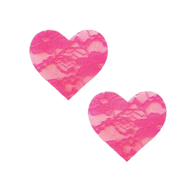 Neva Nude Black Light Lace Heart Pasties - Pink O/S - Lingerie - Packaged
