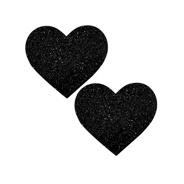 Neva Nude Black Malice Queen Status Glitter Heart Pasties - Black QN