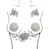 Neva Nude Burlesque Big O Crystal Jewel Reusable Silicone Pasties - Silver O/S - Lingerie - Packaged