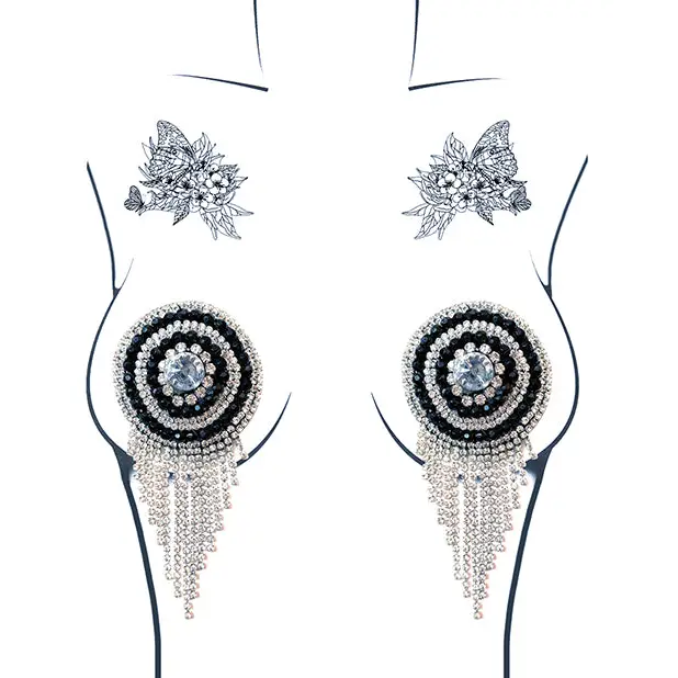 Neva Nude Burlesque Bohemian Rhapsody Jewel Reusable Silicone Pasties - Crystal O/S - Lingerie - Packaged