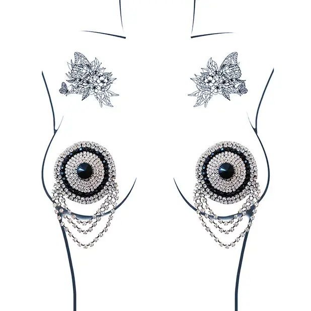 Neva Nude Burlesque La Vie Boheme Jewel Reusable Silicone Pasties - Crystal O/S - Lingerie - Packaged
