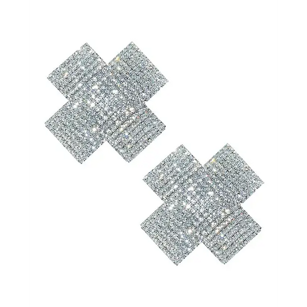 Neva Nude Cross Crystal Jewel Reusable Silicone Nipple Pasties - Clear O/S - Lingerie - Packaged