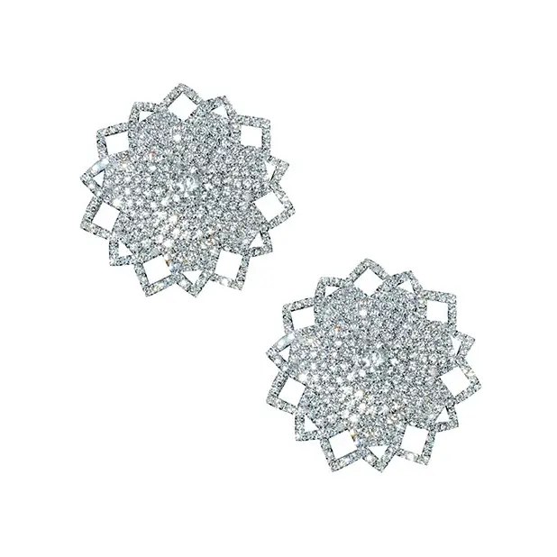 Neva Nude Ice Crystal Jewel Reusuable Silicone Nipple Pasties - Clear O/S - Lingerie - Packaged