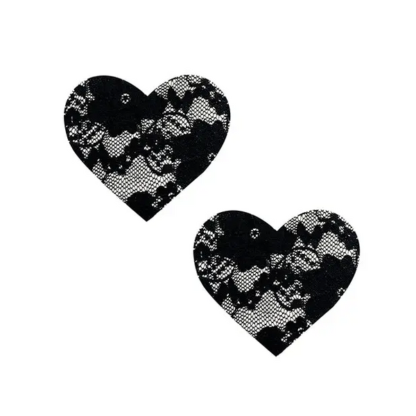 Neva Nude Lace Heart Pasties - Black O/S - Lingerie - Packaged