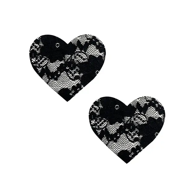Neva Nude Lace Heart Pasties - Black O/S - Lingerie - Packaged