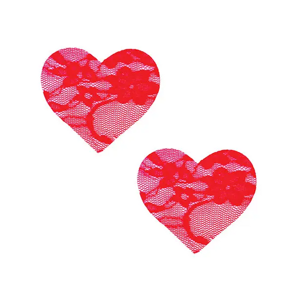 Neva Nude Lace Heart Pasties - Red O/S - Lingerie - Packaged