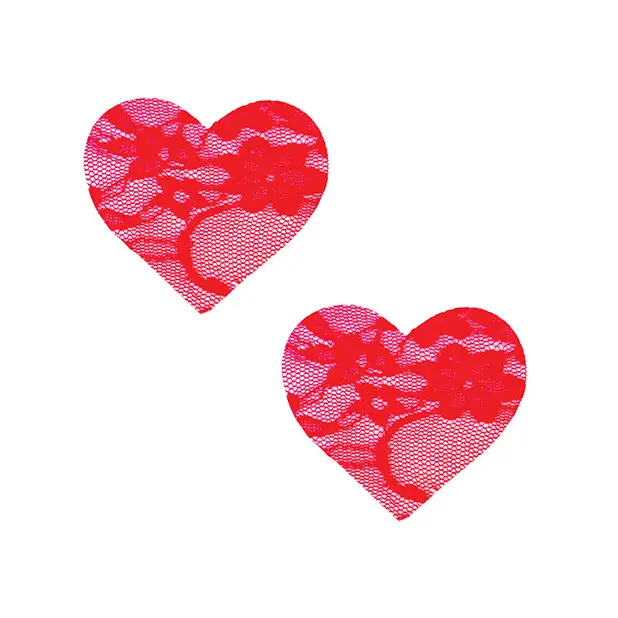 Neva Nude Lace Heart Pasties - Red O/S - Lingerie - Packaged