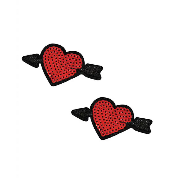 Neva Nude Sequin Arrow Heart Pasties (2 Wears) - Red O/S - Lingerie - Packaged