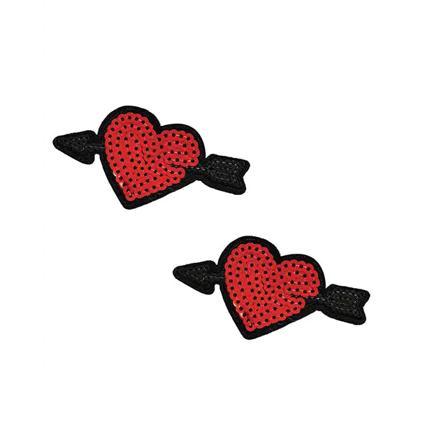 Neva Nude Sequin Arrow Heart Pasties (2 Wears) - Red O/S - Lingerie - Packaged