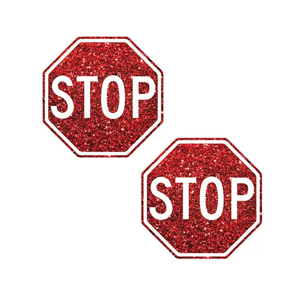 Neva Nude Stop Sign Glitter Pasties - Red O/S