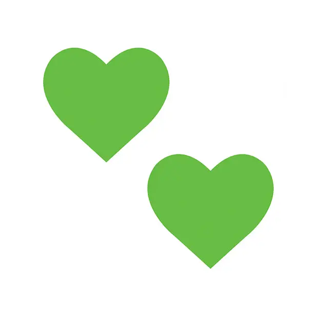 Neva Nude Temperature Reactive Heart Pasties - Neon Green - Lingerie - Packaged