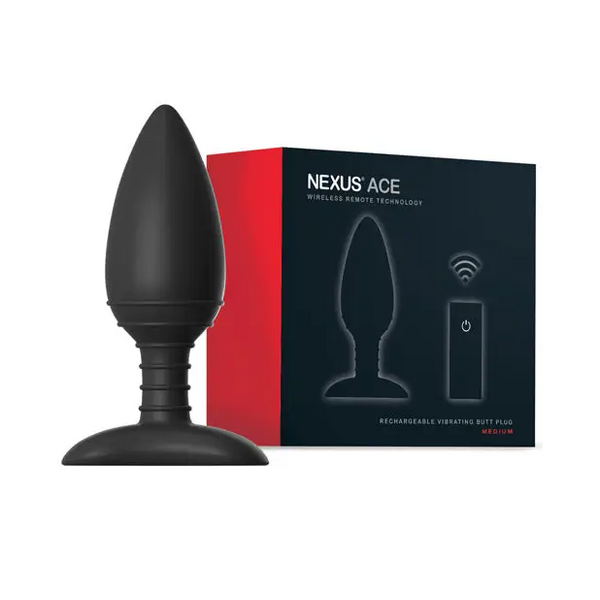 Nexus Ace Remote Control Butt Plug Medium - Black - Anal Products