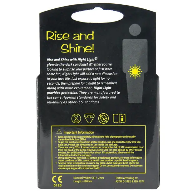 Night Light Glow in the Dark Condom - Box of 3 - Condoms