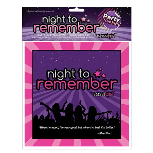 Night to Remember Standard 6.5’’ Napkins - Purlpe Pack of 10 by sassigirl - Bachelorette & Party Supplies