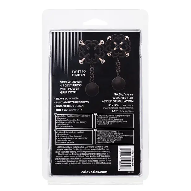 Nipple Grips Power Grip 4 Point Weighted Nipple Press - Black - Bondage Blindfolds & Restraints