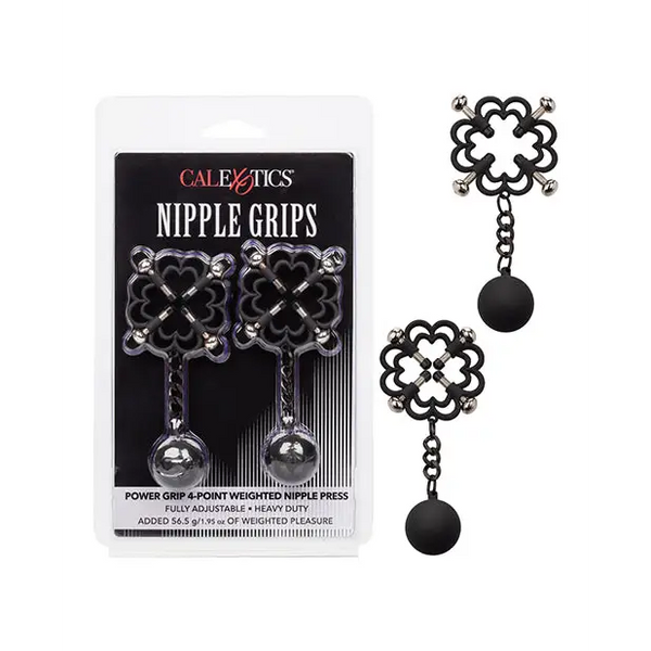 Nipple Grips Power Grip 4 Point Weighted Nipple Press - Black - Bondage Blindfolds & Restraints