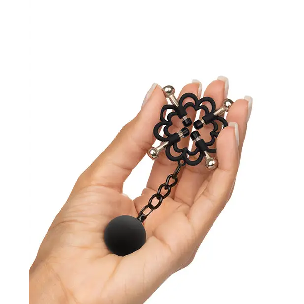 Nipple Grips Power Grip 4 Point Weighted Nipple Press - Black - Bondage Blindfolds & Restraints