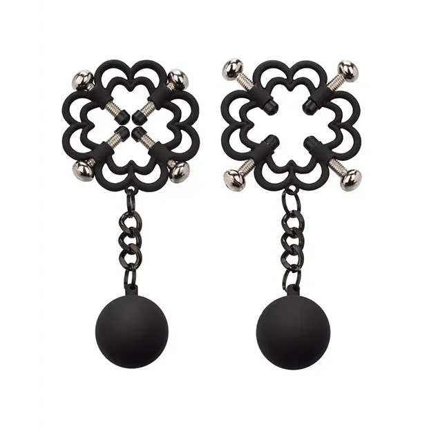 Nipple Grips Power Grip 4 Point Weighted Nipple Press - Black - Bondage Blindfolds & Restraints
