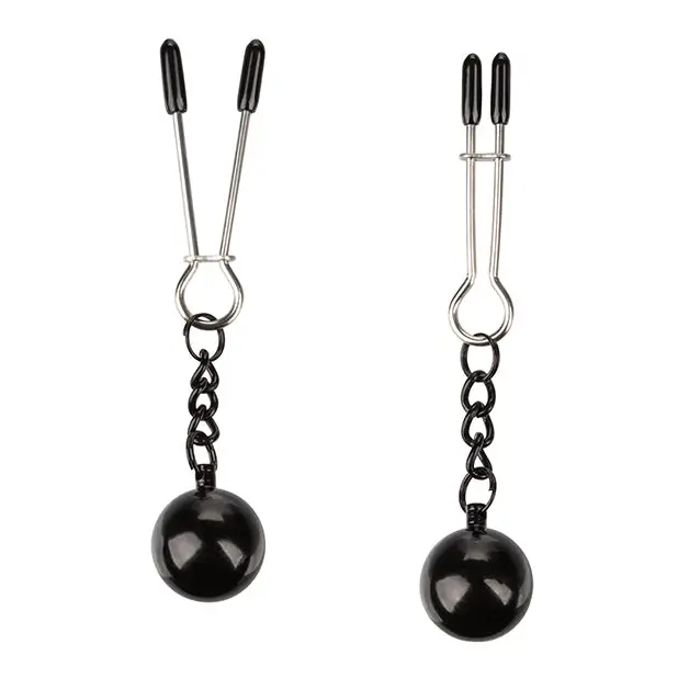 Nipple Grips Weighted Tweezer Nipple Clamps -Silver - Bondage Blindfolds & Restraints