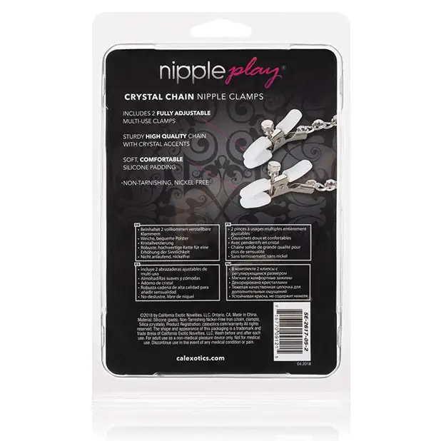 Nipple Play Crystal Nipple Clamps - Clear - Bondage Blindfolds & Restraints