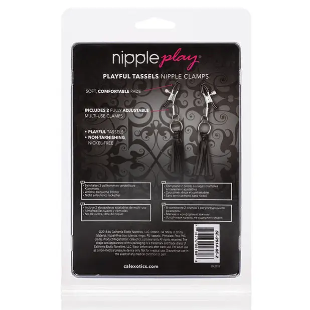 Nipple Play Playful Tassels Nipple Clamps - Black - Bondage Blindfolds & Restraints