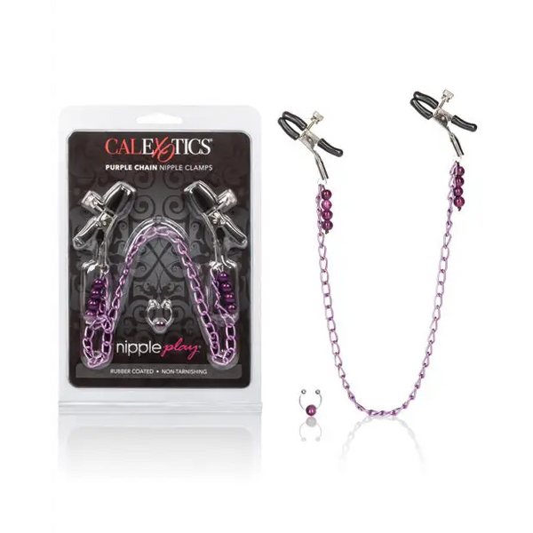Nipple Play Purple Chain Nipple Clamps - Bondage Blindfolds & Restraints