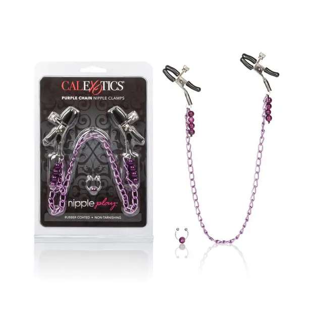 Nipple Play Purple Chain Nipple Clamps - Bondage Blindfolds & Restraints