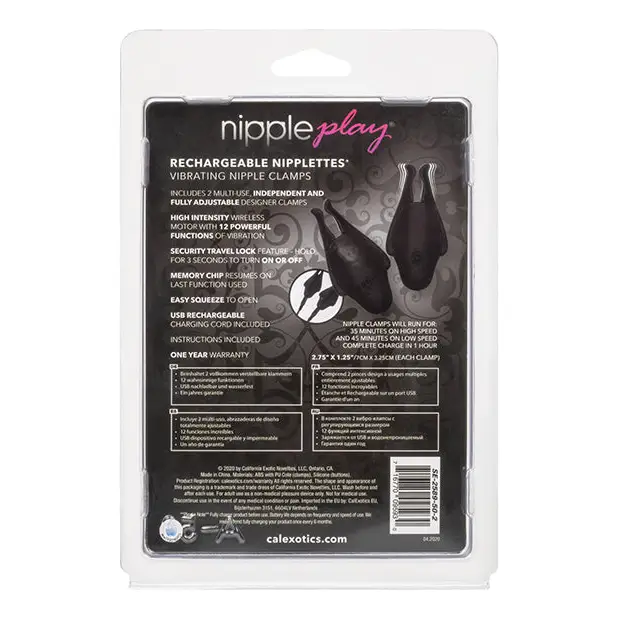 Nipple Play Rechargeable Nipplettes - Black - Stimulators