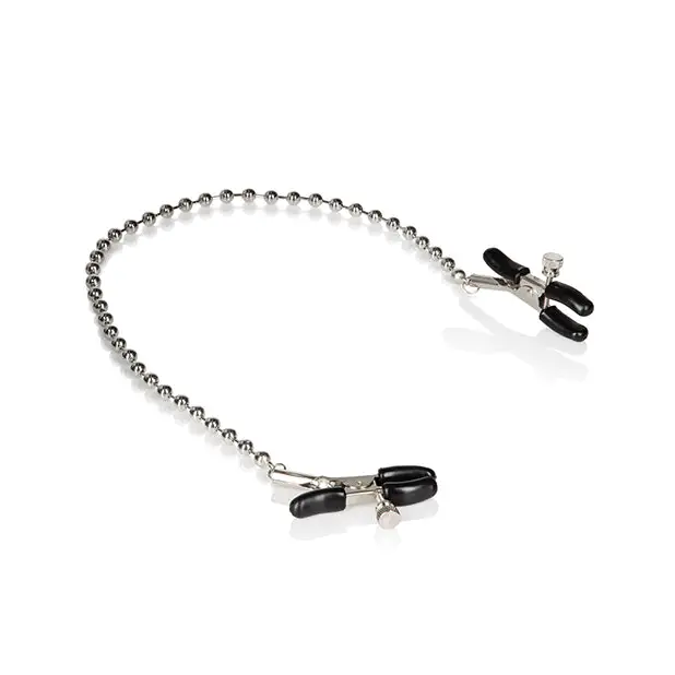 Nipple Play Silver Beaded Nipple Clamps - Bondage Blindfolds & Restraints