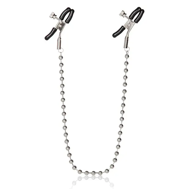Nipple Play Silver Beaded Nipple Clamps - Bondage Blindfolds & Restraints