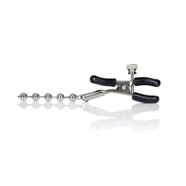 Nipple Play Silver Beaded Nipple Clamps - Bondage Blindfolds & Restraints