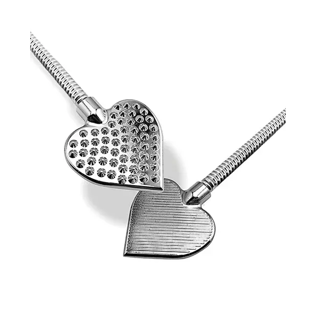 Nixie Flaming Heart Riding Crop - Silver - Bondage Blindfolds & Restraints
