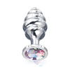 Nixie Honey Dipper Ribbed Metal Rainbow Jeweled Butt Plug - Medium - Anal Products