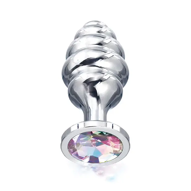 Nixie Honey Dipper Ribbed Metal Rainbow Jeweled Butt Plug - Small - Anal Products