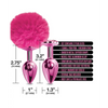Nixie Metal Butt Plug Set w/Jewel Inlaid & Pom Pom - Pink Metallic - Anal Products