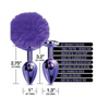 Nixie Metal Butt Plug Set w/Jewel Inlaid & Pom Pom - Purple Metallic - Anal Products