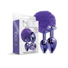 Nixie Metal Butt Plug Set w/Jewel Inlaid & Pom Pom - Purple Metallic - Anal Products