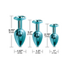 Nixie Metal Butt Plug Trainer Set w/Inlaid Jewel - Blue Metallic - Anal Products