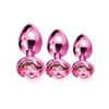 Nixie Metal Butt Plug Trainer Set w/Inlaid Jewel - Pink Metallic - Anal Products