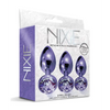Nixie Metal Butt Plug Trainer Set w/Inlaid Jewel - Purple Metallic - Anal Products