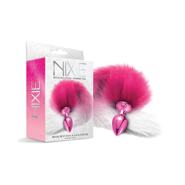 Nixie Metal Butt Plug w/Faux Fur Tail - Pink Metallic - Anal Products